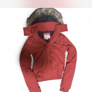 Bench Women's Vibrant Red Ski Jacket with Faux Fur Trim